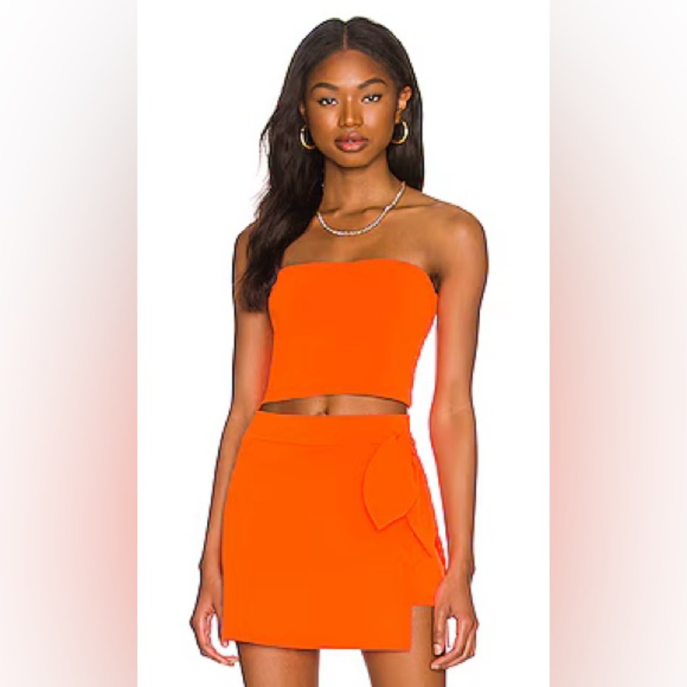 Susana Monaco matching set: Side Tie Mini Skort + Top in Bright Orange Lava XS